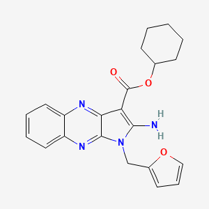 molecular formula C22H22N4O3 B2528292 cyclohexyl 2-amino-1-(furan-2-ylmethyl)-1H-pyrrolo[2,3-b]quinoxaline-3-carboxylate CAS No. 840498-08-0