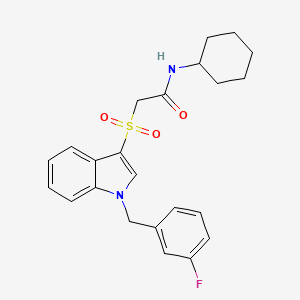 molecular formula C23H25FN2O3S B2528299 N-cyclohexyl-2-({1-[(3-fluorophenyl)methyl]-1H-indol-3-yl}sulfonyl)acetamide CAS No. 850932-64-8