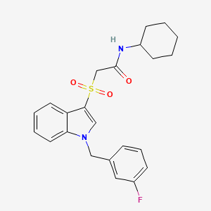 N-cyclohexyl-2-[1-[(3-fluorophenyl)methyl]indol-3-yl]sulfonylacetamide
