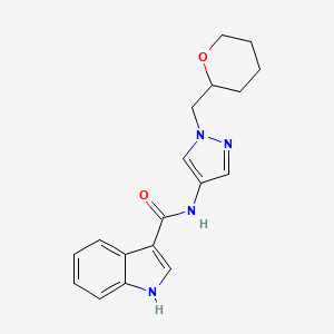 molecular formula C18H20N4O2 B2528327 N-{1-[(oxan-2-yl)methyl]-1H-pyrazol-4-yl}-1H-indole-3-carboxamide CAS No. 2034557-10-1