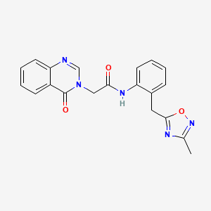 molecular formula C20H17N5O3 B2528345 N-(2-((3-methyl-1,2,4-oxadiazol-5-yl)methyl)phenyl)-2-(4-oxoquinazolin-3(4H)-yl)acetamide CAS No. 1448072-32-9