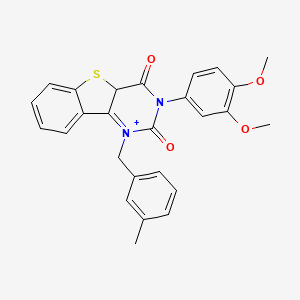 5-(3,4-Dimethoxyphenyl)-3-[(3-methylphenyl)methyl]-8-thia-3,5-diazatricyclo[7.4.0.0^{2,7}]trideca-1(9),2(7),10,12-tetraene-4,6-dione
