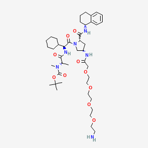 molecular formula C42H68N6O10 B2528384 Tert-butyl N-[(2S)-1-[[(1S)-2-[(2S,4S)-4-[[2-[2-[2-[2-(2-aminoethoxy)ethoxy]ethoxy]ethoxy]acetyl]amino]-2-[[(1R)-1,2,3,4-tetrahydronaphthalen-1-yl]carbamoyl]pyrrolidin-1-yl]-1-cyclohexyl-2-oxoethyl]amino]-1-oxopropan-2-yl]-N-methylcarbamate CAS No. 2446474-10-6