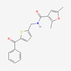 molecular formula C19H17NO3S B2528393 N-[(5-benzoylthiophen-2-yl)methyl]-2,5-dimethylfuran-3-carboxamide CAS No. 1797548-01-6