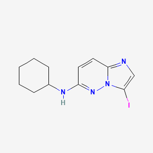 molecular formula C12H15IN4 B2528396 N-cyclohexyl-3-iodoimidazo[1,2-b]pyridazin-6-amine CAS No. 1803587-75-8