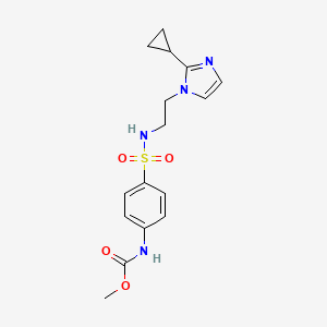 molecular formula C16H20N4O4S B2528398 methyl (4-(N-(2-(2-cyclopropyl-1H-imidazol-1-yl)ethyl)sulfamoyl)phenyl)carbamate CAS No. 2034479-18-8
