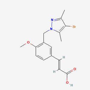 molecular formula C16H17BrN2O3 B2528414 (2E)-3-{3-[(4-Bromo-3,5-dimethyl-1H-pyrazol-1-YL)-methyl]-4-methoxyphenyl}acrylic acid CAS No. 1020050-90-1