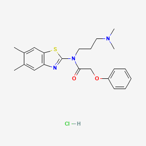 molecular formula C22H28ClN3O2S B2528425 N-(3-(dimethylamino)propyl)-N-(5,6-dimethylbenzo[d]thiazol-2-yl)-2-phenoxyacetamide hydrochloride CAS No. 1215804-13-9