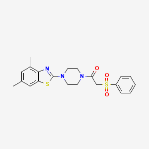 molecular formula C21H23N3O3S2 B2528432 1-(4-(4,6-Dimethylbenzo[d]thiazol-2-yl)piperazin-1-yl)-2-(phenylsulfonyl)ethanone CAS No. 897484-89-8