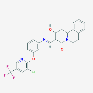 molecular formula C26H19ClF3N3O3 B2528434 3-((3-((3-Chloro-5-(trifluoromethyl)-2-pyridinyl)oxy)anilino)methylene)-1,6,7,11B-tetrahydro-2H-pyrido[2,1-a]isoquinoline-2,4(3H)-dione CAS No. 344262-53-9