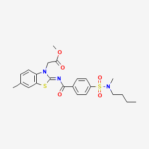 molecular formula C23H27N3O5S2 B2528435 methyl 2-[(2Z)-2-({4-[butyl(methyl)sulfamoyl]benzoyl}imino)-6-methyl-2,3-dihydro-1,3-benzothiazol-3-yl]acetate CAS No. 865197-42-8