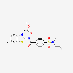 molecular formula C23H27N3O5S2 B2528435 Methyl 2-[2-[4-[butyl(methyl)sulfamoyl]benzoyl]imino-6-methyl-1,3-benzothiazol-3-yl]acetate CAS No. 865197-42-8