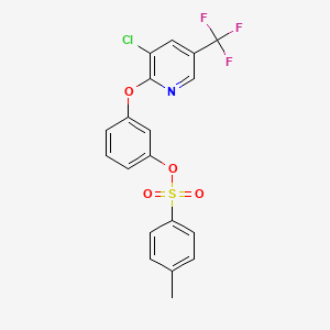 molecular formula C19H13ClF3NO4S B2528438 3-{[3-Chloro-5-(trifluoromethyl)-2-pyridinyl]oxy}phenyl 4-methylbenzenesulfonate CAS No. 337919-83-2