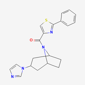 molecular formula C20H20N4OS B2528443 3-(1H-imidazol-1-yl)-8-(2-phenyl-1,3-thiazole-4-carbonyl)-8-azabicyclo[3.2.1]octane CAS No. 2309801-39-4