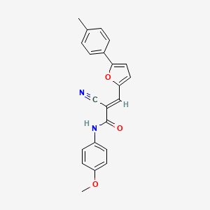 molecular formula C22H18N2O3 B2528445 (E)-2-cyano-N-(4-methoxyphenyl)-3-(5-(p-tolyl)furan-2-yl)acrylamide CAS No. 314275-73-5