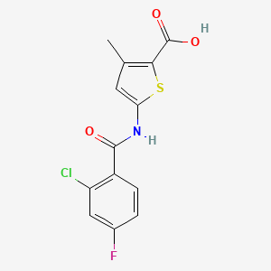molecular formula C13H9ClFNO3S B2528458 5-(2-Chloro-4-fluorobenzamido)-3-methylthiophene-2-carboxylic acid CAS No. 926235-15-6
