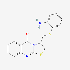 molecular formula C17H15N3OS2 B2528477 3-{[(2-aminophenyl)sulfanyl]methyl}-2,3-dihydro-5H-[1,3]thiazolo[2,3-b]quinazolin-5-one CAS No. 477860-22-3