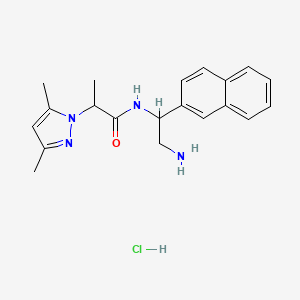N-(2-Amino-1-naphthalen-2-ylethyl)-2-(3,5-dimethylpyrazol-1-yl)propanamide;hydrochloride