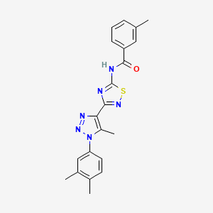 molecular formula C21H20N6OS B2528488 N-{3-[1-(3,4-dimethylphenyl)-5-methyl-1H-1,2,3-triazol-4-yl]-1,2,4-thiadiazol-5-yl}-3-methylbenzamide CAS No. 895119-75-2