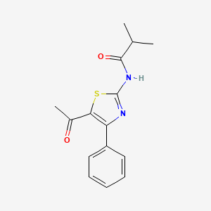 molecular formula C15H16N2O2S B2528493 N-(5-acetyl-4-phenyl-1,3-thiazol-2-yl)-2-methylpropanamide CAS No. 867041-60-9