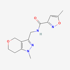 molecular formula C13H16N4O3 B2528503 5-methyl-N-((1-methyl-1,4,6,7-tetrahydropyrano[4,3-c]pyrazol-3-yl)methyl)isoxazole-3-carboxamide CAS No. 1797086-33-9