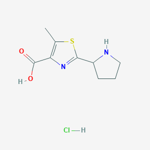 molecular formula C9H13ClN2O2S B2528506 5-Methyl-2-pyrrolidin-2-yl-1,3-thiazole-4-carboxylic acid;hydrochloride CAS No. 2137530-65-3