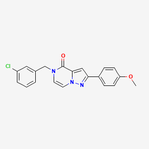 molecular formula C20H16ClN3O2 B2528510 5-(3-chlorobenzyl)-2-(4-methoxyphenyl)pyrazolo[1,5-a]pyrazin-4(5H)-one CAS No. 1359129-65-9