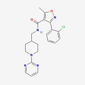 molecular formula C21H22ClN5O2 B2528518 3-(2-chlorophenyl)-5-methyl-N-((1-(pyrimidin-2-yl)piperidin-4-yl)methyl)isoxazole-4-carboxamide CAS No. 1235041-65-2