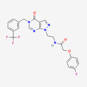 2-(4-fluorophenoxy)-N-(2-(4-oxo-5-(3-(trifluoromethyl)benzyl)-4,5-dihydro-1H-pyrazolo[3,4-d]pyrimidin-1-yl)ethyl)acetamide