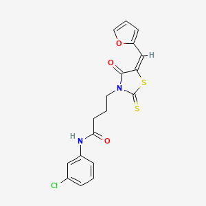 (E)-N-(3-chlorophenyl)-4-(5-(furan-2-ylmethylene)-4-oxo-2-thioxothiazolidin-3-yl)butanamide