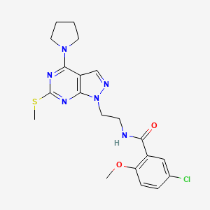 5-chloro-2-methoxy-N-(2-(6-(methylthio)-4-(pyrrolidin-1-yl)-1H-pyrazolo[3,4-d]pyrimidin-1-yl)ethyl)benzamide