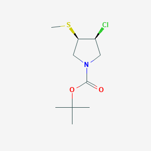 molecular formula C10H18ClNO2S B2528553 Tert-butyl (3S,4R)-3-chloro-4-methylsulfanylpyrrolidine-1-carboxylate CAS No. 2470280-04-5