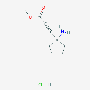 molecular formula C9H14ClNO2 B2528560 Methyl 3-(1-aminocyclopentyl)prop-2-ynoate;hydrochloride CAS No. 2344685-51-2