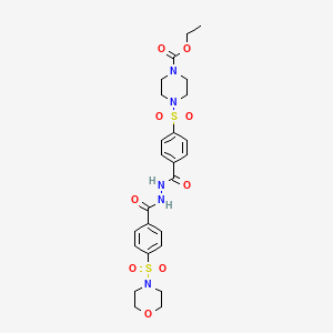 molecular formula C25H31N5O9S2 B2528564 Ethyl 4-((4-(2-(4-(morpholinosulfonyl)benzoyl)hydrazinecarbonyl)phenyl)sulfonyl)piperazine-1-carboxylate CAS No. 398999-14-9