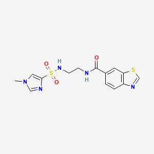molecular formula C14H15N5O3S2 B2528569 N-(2-(1-methyl-1H-imidazole-4-sulfonamido)ethyl)benzo[d]thiazole-6-carboxamide CAS No. 1795408-75-1