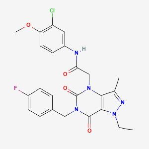 molecular formula C24H23ClFN5O4 B2528570 N-(3-chloro-4-methoxyphenyl)-2-(1-ethyl-6-(4-fluorobenzyl)-3-methyl-5,7-dioxo-6,7-dihydro-1H-pyrazolo[4,3-d]pyrimidin-4(5H)-yl)acetamide CAS No. 1189506-72-6