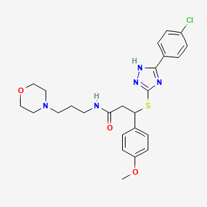 molecular formula C25H30ClN5O3S B2528573 3-{[5-(4-chlorophenyl)-4H-1,2,4-triazol-3-yl]sulfanyl}-3-(4-methoxyphenyl)-N-[3-(morpholin-4-yl)propyl]propanamide CAS No. 690249-43-5