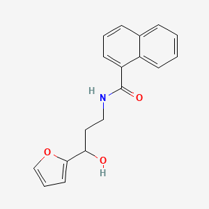 molecular formula C18H17NO3 B2528595 N-[3-(FURAN-2-YL)-3-HYDROXYPROPYL]NAPHTHALENE-1-CARBOXAMIDE CAS No. 1421483-19-3
