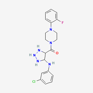molecular formula C19H18ClFN6O B2528613 N-(3-chlorophenyl)-4-[4-(2-fluorophenyl)piperazine-1-carbonyl]-1H-1,2,3-triazol-5-amine CAS No. 1291865-85-4