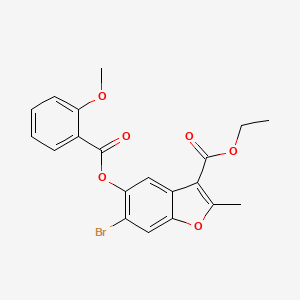 molecular formula C20H17BrO6 B2528651 ethyl 6-bromo-5-((2-methoxybenzoyl)oxy)-2-methylbenzofuran-3-carboxylate CAS No. 384795-07-7