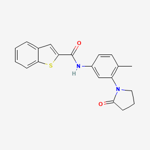 molecular formula C20H18N2O2S B2528655 N-[4-methyl-3-(2-oxopyrrolidin-1-yl)phenyl]-1-benzothiophene-2-carboxamide CAS No. 2034538-54-8