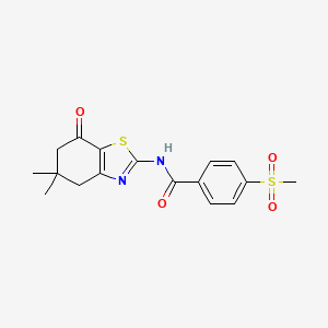 molecular formula C17H18N2O4S2 B2528677 N-(5,5-dimethyl-7-oxo-4,5,6,7-tetrahydro-1,3-benzothiazol-2-yl)-4-methanesulfonylbenzamide CAS No. 896336-94-0