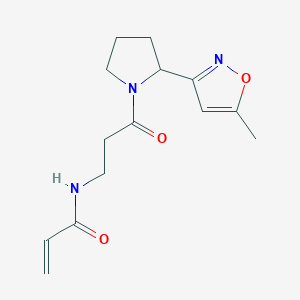 molecular formula C14H19N3O3 B2528685 N-{3-[2-(5-methyl-1,2-oxazol-3-yl)pyrrolidin-1-yl]-3-oxopropyl}prop-2-enamide CAS No. 2361699-54-7