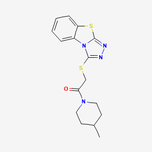 molecular formula C16H18N4OS2 B2528686 2-(4-Methylpiperidin-1-yl)-2-oxoethyl [1,2,4]triazolo[3,4-b][1,3]benzothiazol-3-yl sulfide CAS No. 374693-57-9