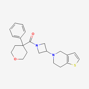 molecular formula C22H26N2O2S B2528705 1-(4-phenyloxane-4-carbonyl)-3-{4H,5H,6H,7H-thieno[3,2-c]pyridin-5-yl}azetidine CAS No. 2034360-79-5