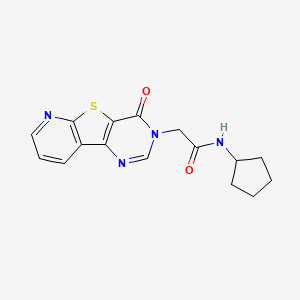 molecular formula C16H16N4O2S B2528720 N-cyclopentyl-2-(6-oxo-8-thia-3,5,10-triazatricyclo[7.4.0.02,7]trideca-1(9),2(7),3,10,12-pentaen-5-yl)acetamide CAS No. 1215395-42-8