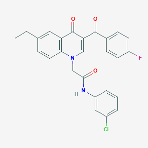 molecular formula C26H20ClFN2O3 B2528727 N-(3-chlorophenyl)-2-[6-ethyl-3-(4-fluorobenzoyl)-4-oxo-1,4-dihydroquinolin-1-yl]acetamide CAS No. 895653-03-9