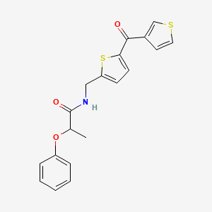 B2528772 2-phenoxy-N-((5-(thiophene-3-carbonyl)thiophen-2-yl)methyl)propanamide CAS No. 1797614-31-3