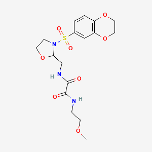 molecular formula C17H23N3O8S B2528778 N'-{[3-(2,3-dihydro-1,4-benzodioxine-6-sulfonyl)-1,3-oxazolidin-2-yl]methyl}-N-(2-methoxyethyl)ethanediamide CAS No. 868982-32-5