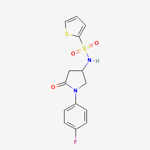 molecular formula C14H13FN2O3S2 B2528781 N-[1-(4-fluorophenyl)-5-oxopyrrolidin-3-yl]thiophene-2-sulfonamide CAS No. 905687-40-3